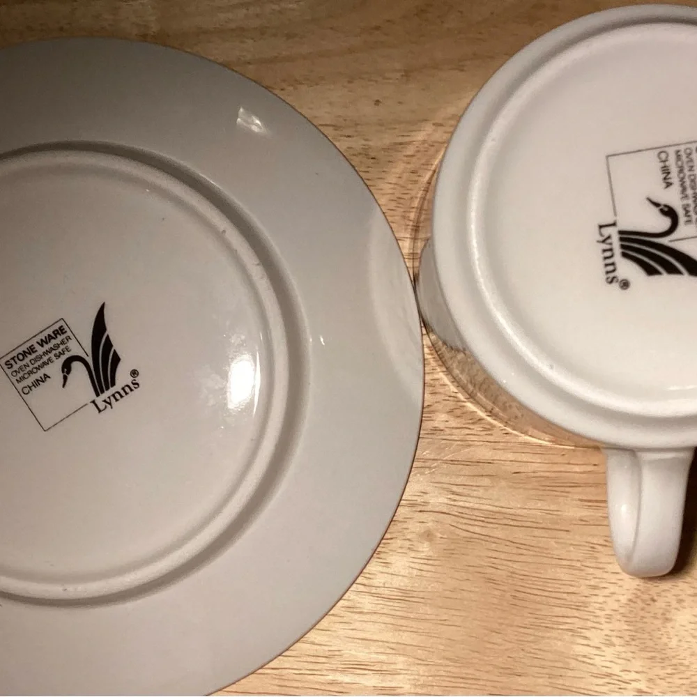 Vintage Lynn’s Stoneware Vibrant Fruit and Floral Cup & Saucer Set